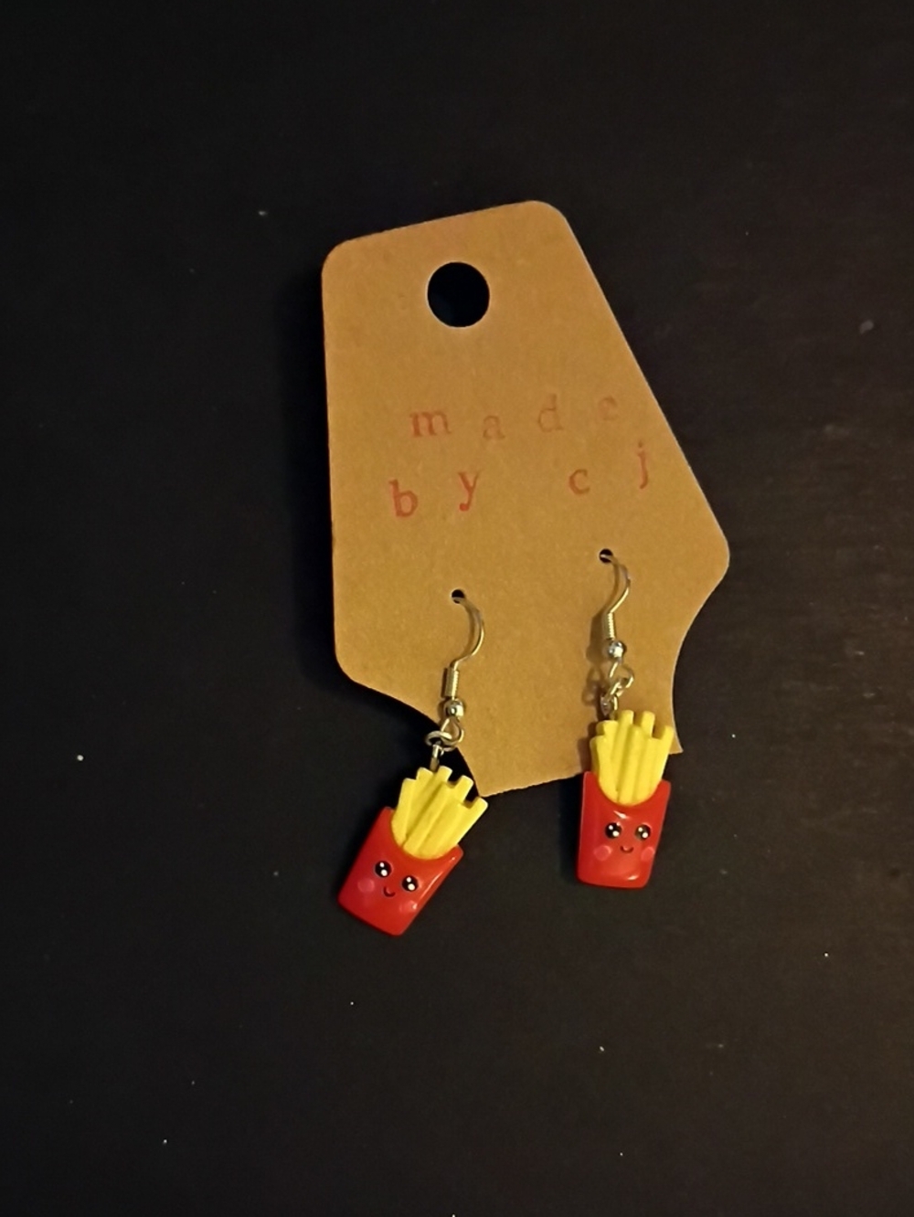 French Fry Dangle Earrings - Red & Yellow